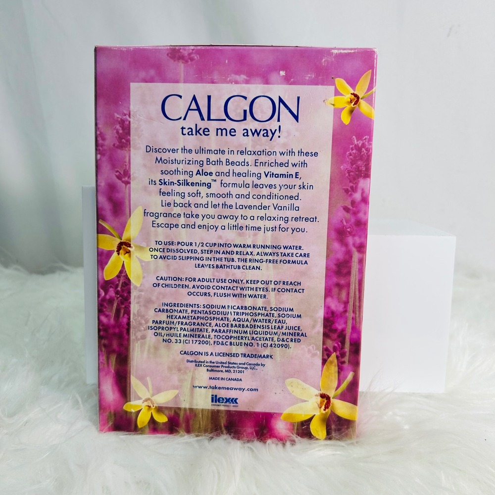 Vintage  Calgon Take  Me Away Lavender Vanilla Moisturizing Bath Beads‎ 26oz New - Picture 5 of 5